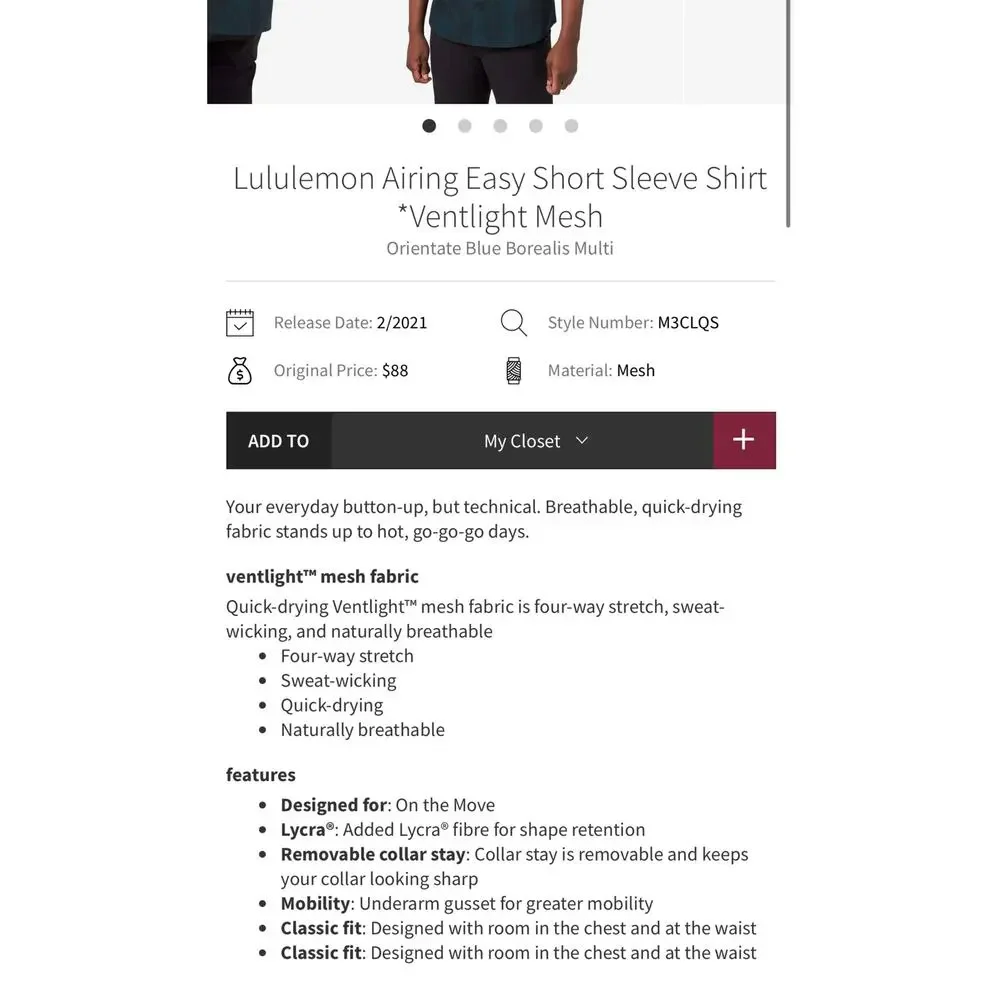 Lululemon Mens Airing Easy Short Sleeve Shirt Size Medium - Picture 10 of 10